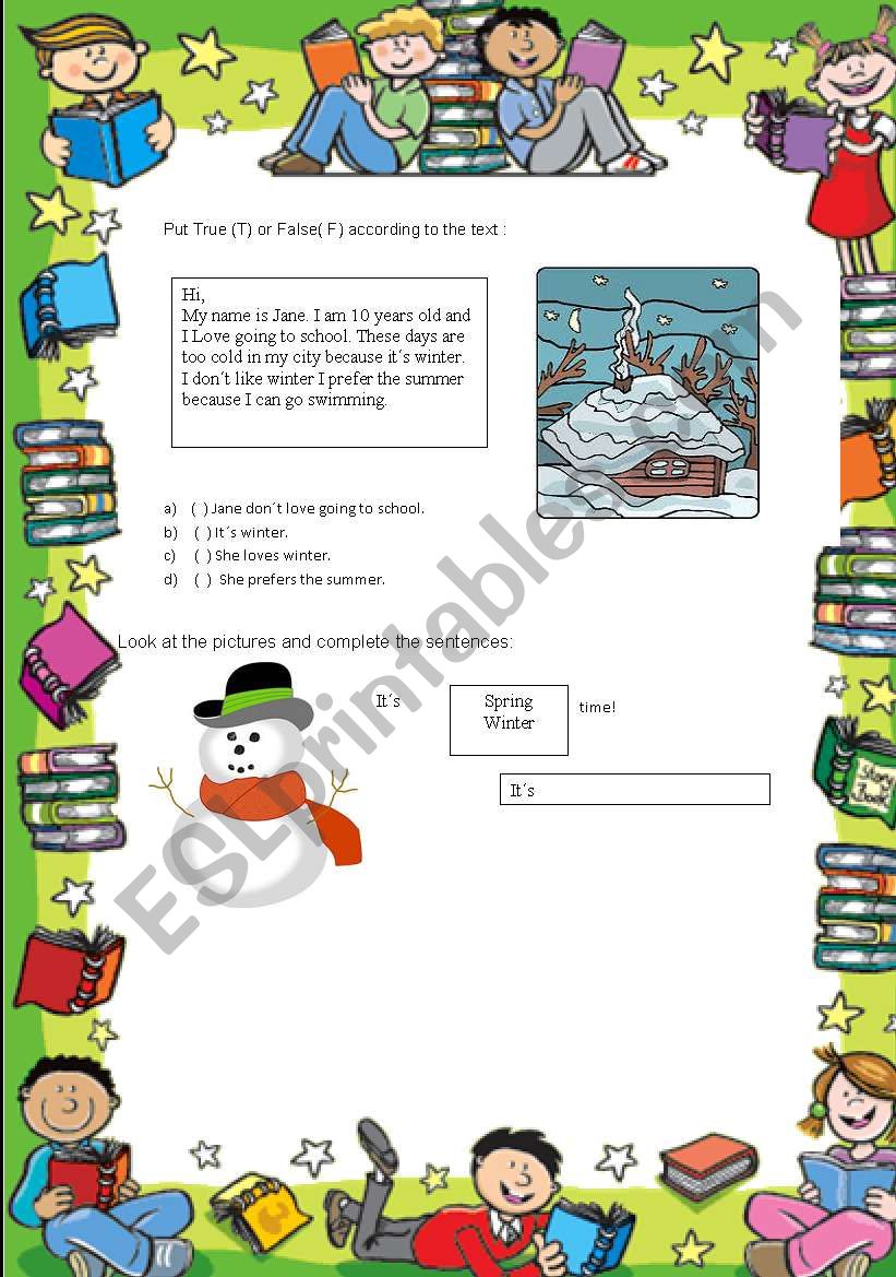 Seasons worksheet