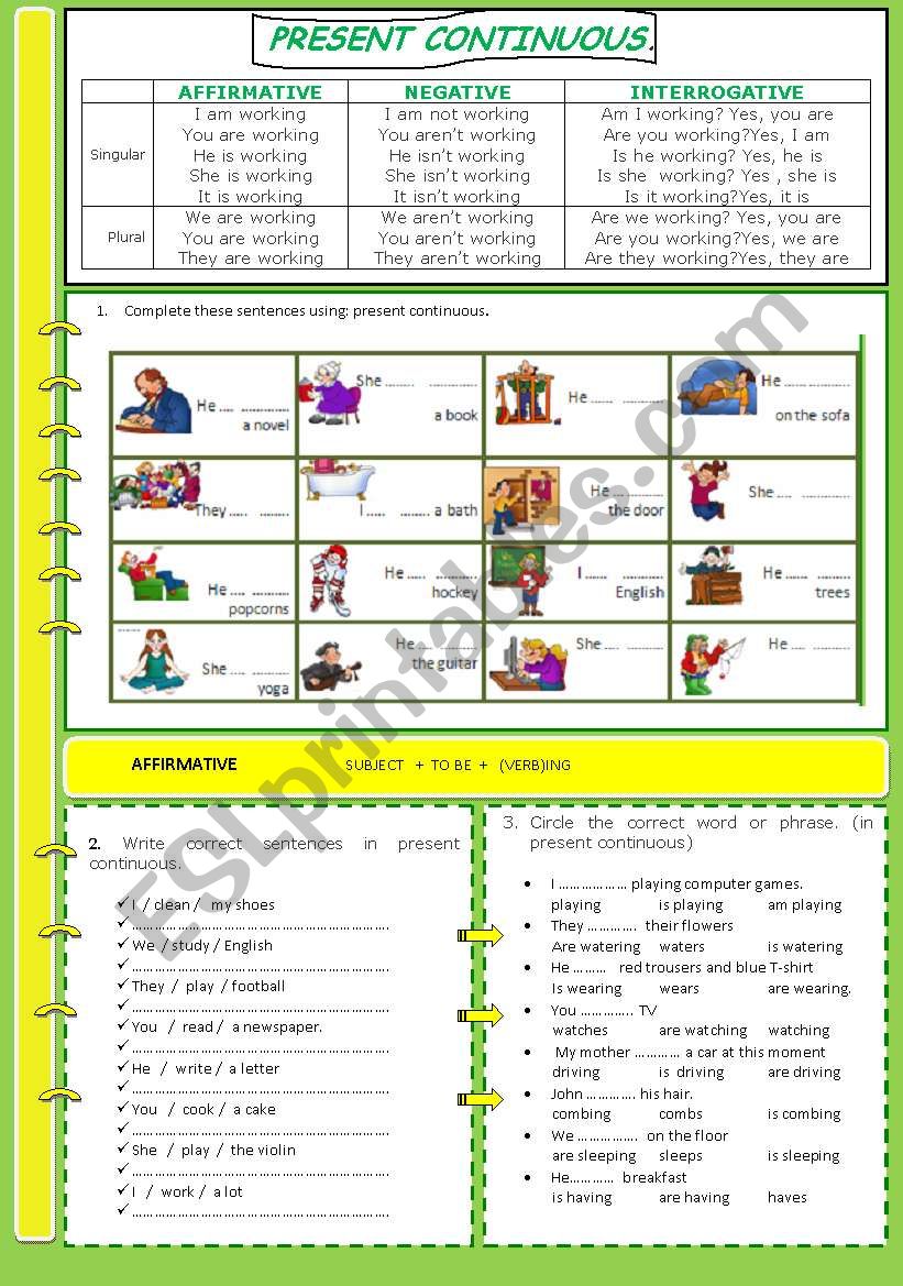 PRESENT CONTINUOUS worksheet