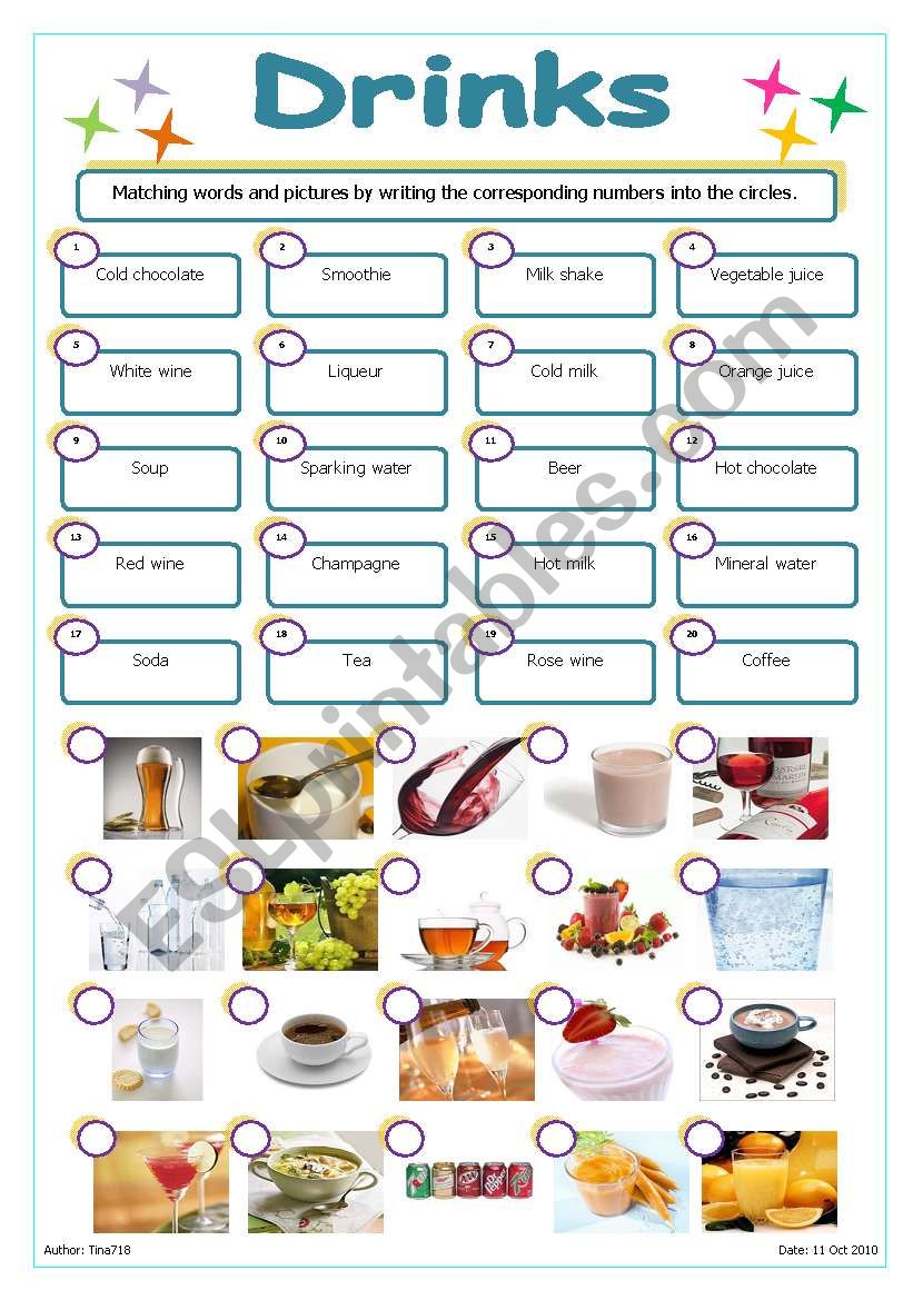 Drinks worksheet