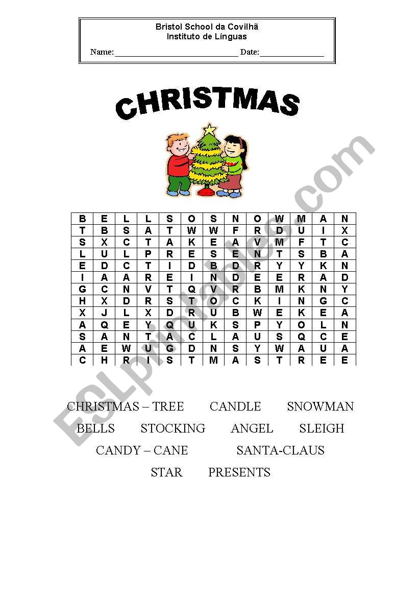 christmas wordpuzzle worksheet