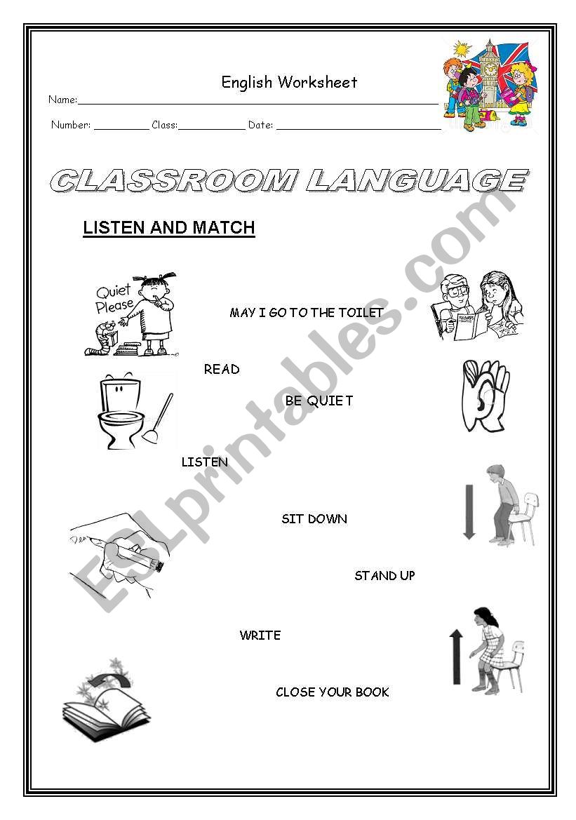 Classroom Language worksheet