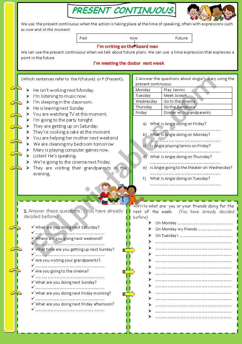 present continuous worksheet