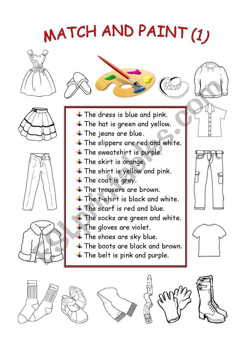 Match and paint worksheet