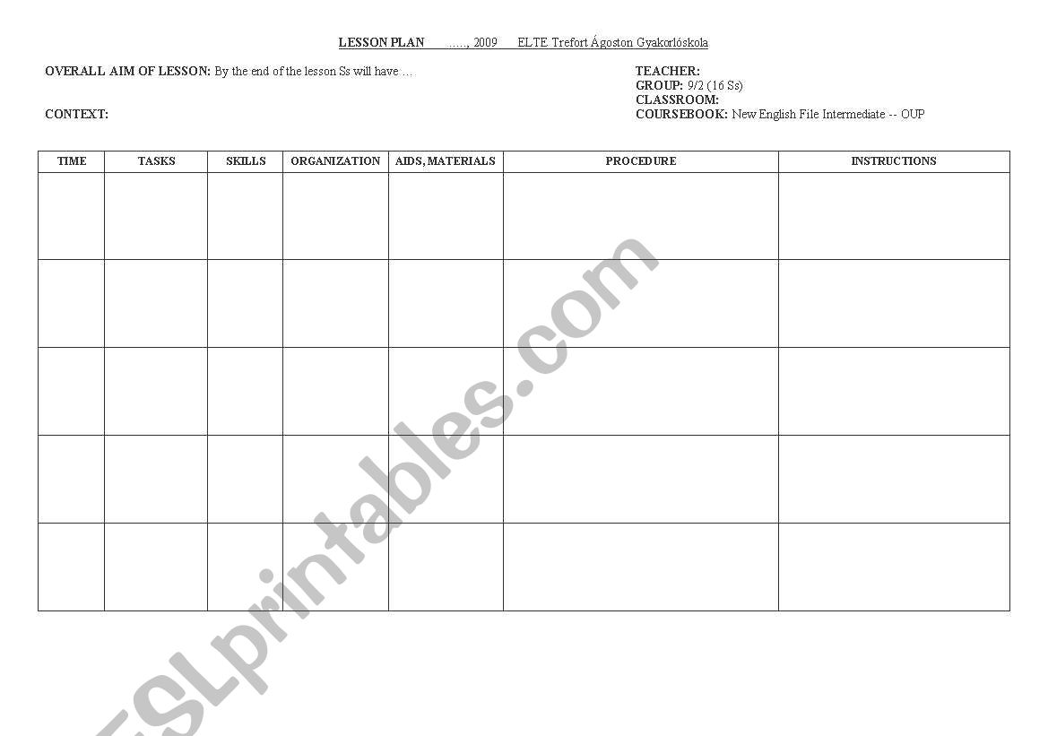 blank lesson-plan worksheet