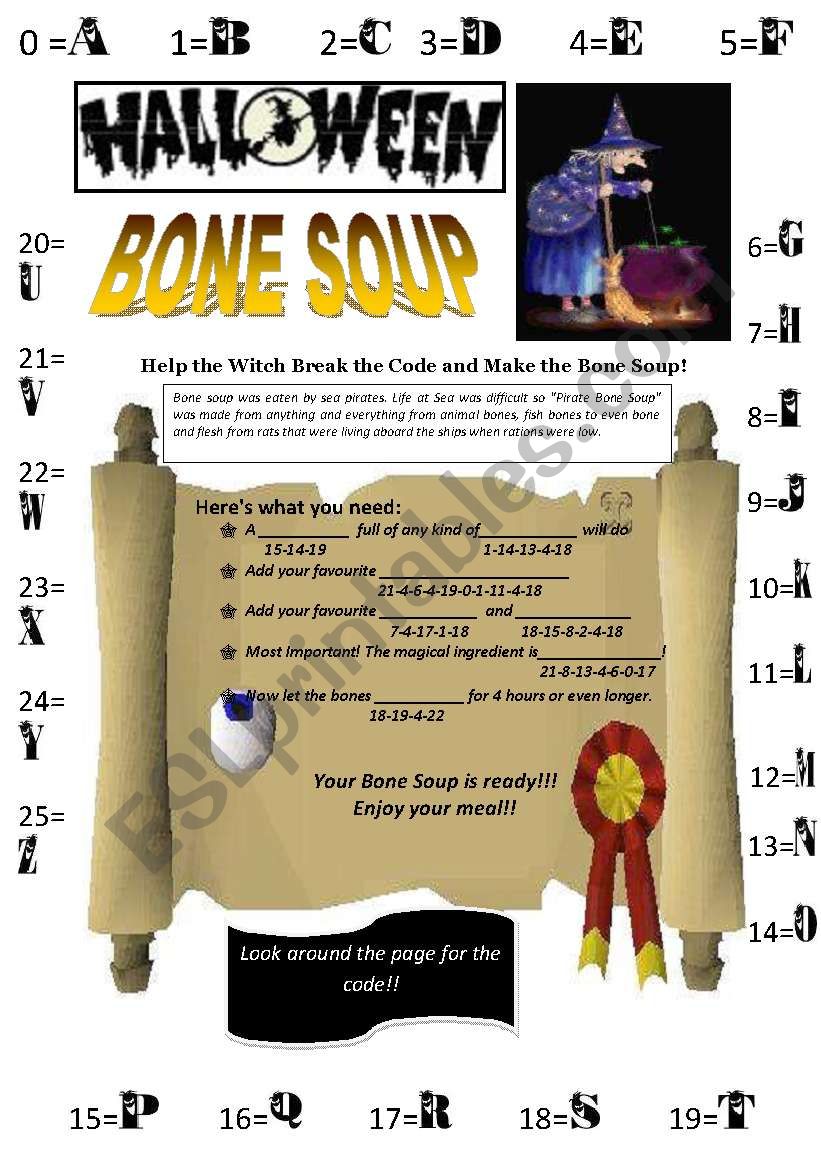 HALLOWEEN - BONE SOUP worksheet