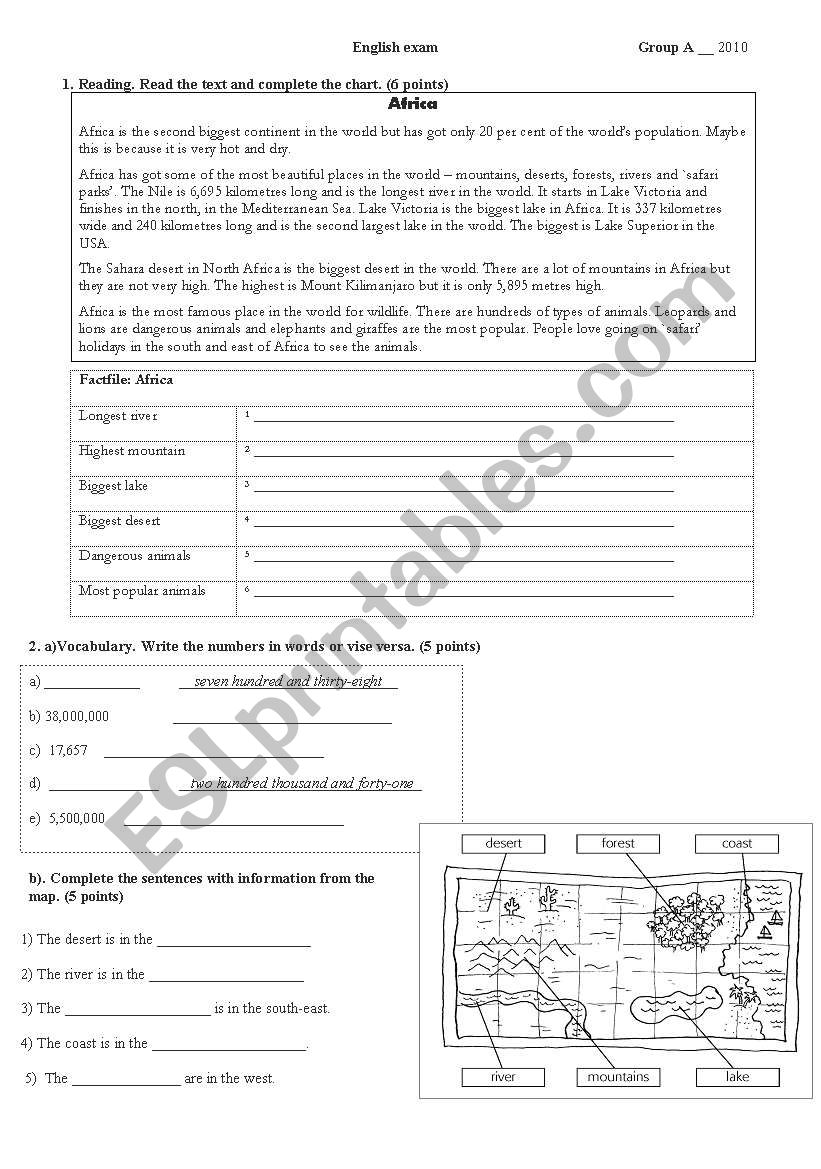 English test  worksheet