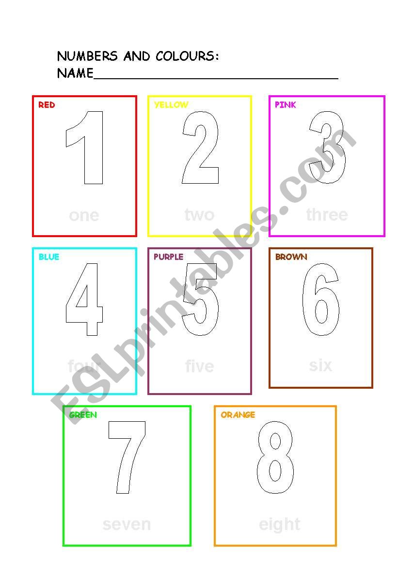 numbers and colours worksheet