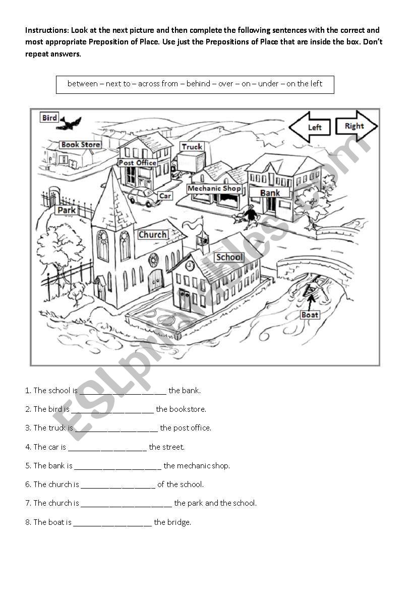 Prepositions of place worksheet