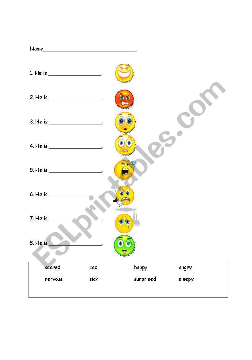 Feelings worksheet