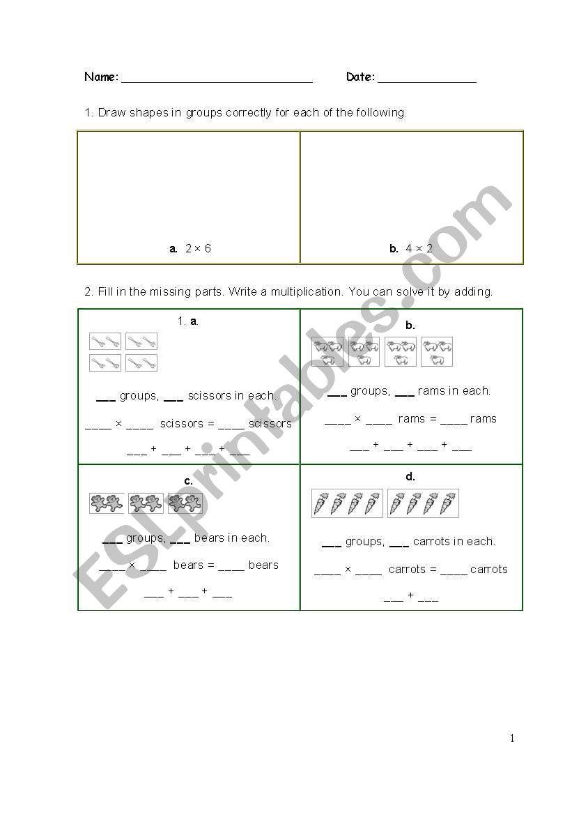 Multiplication Activity worksheet