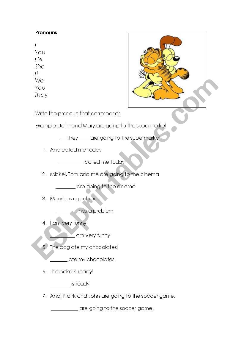 Pronouns worksheet