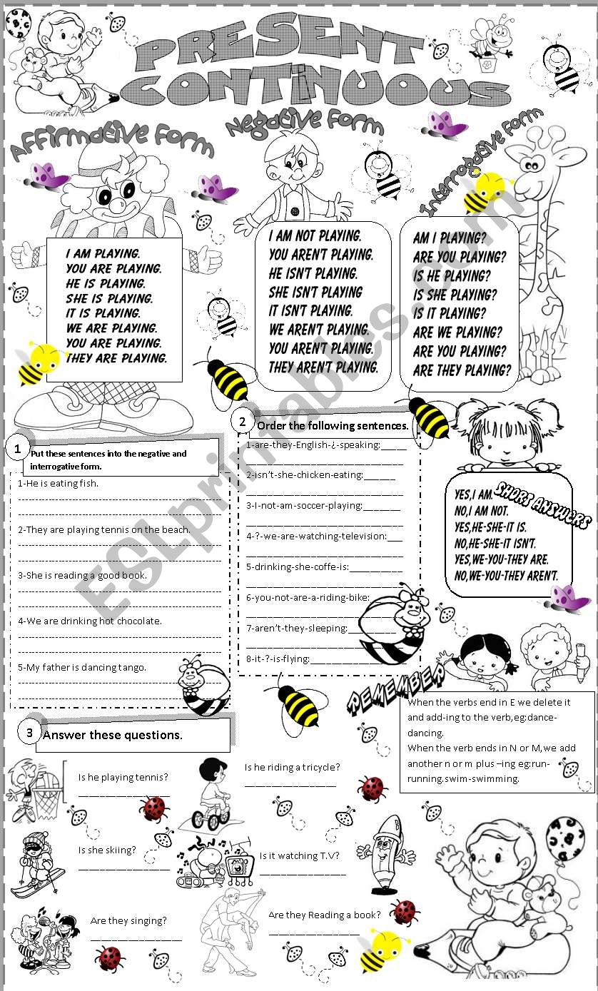 present continuous worksheet