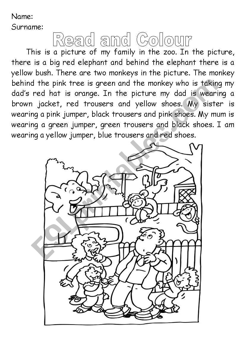 Read and Colour worksheet