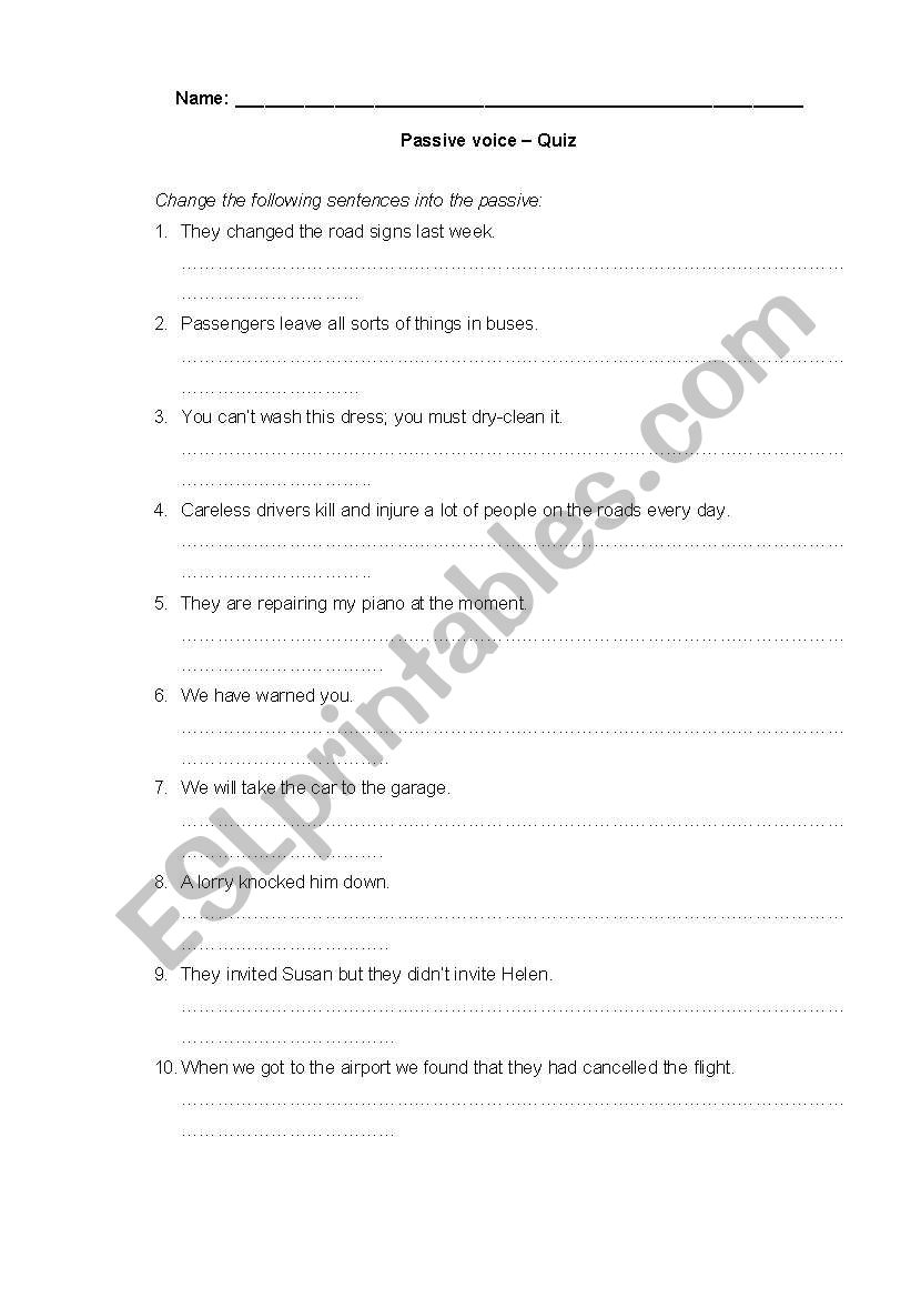 Passive voice worksheet