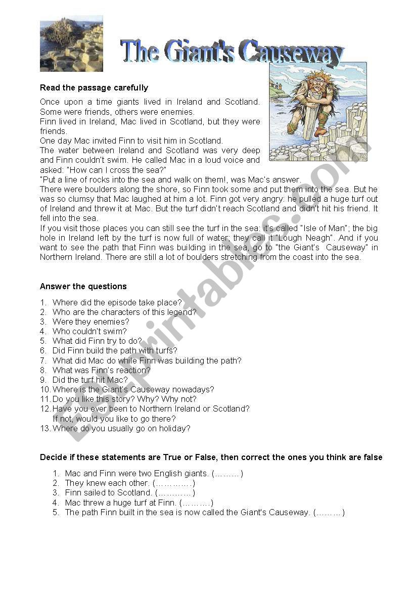 The giantÂ´s Causeway worksheet