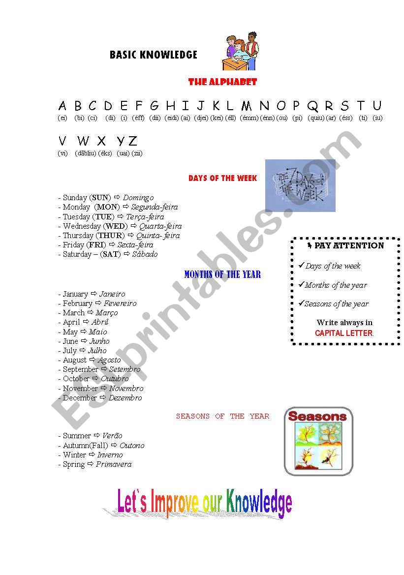 Basic nowledge worksheet