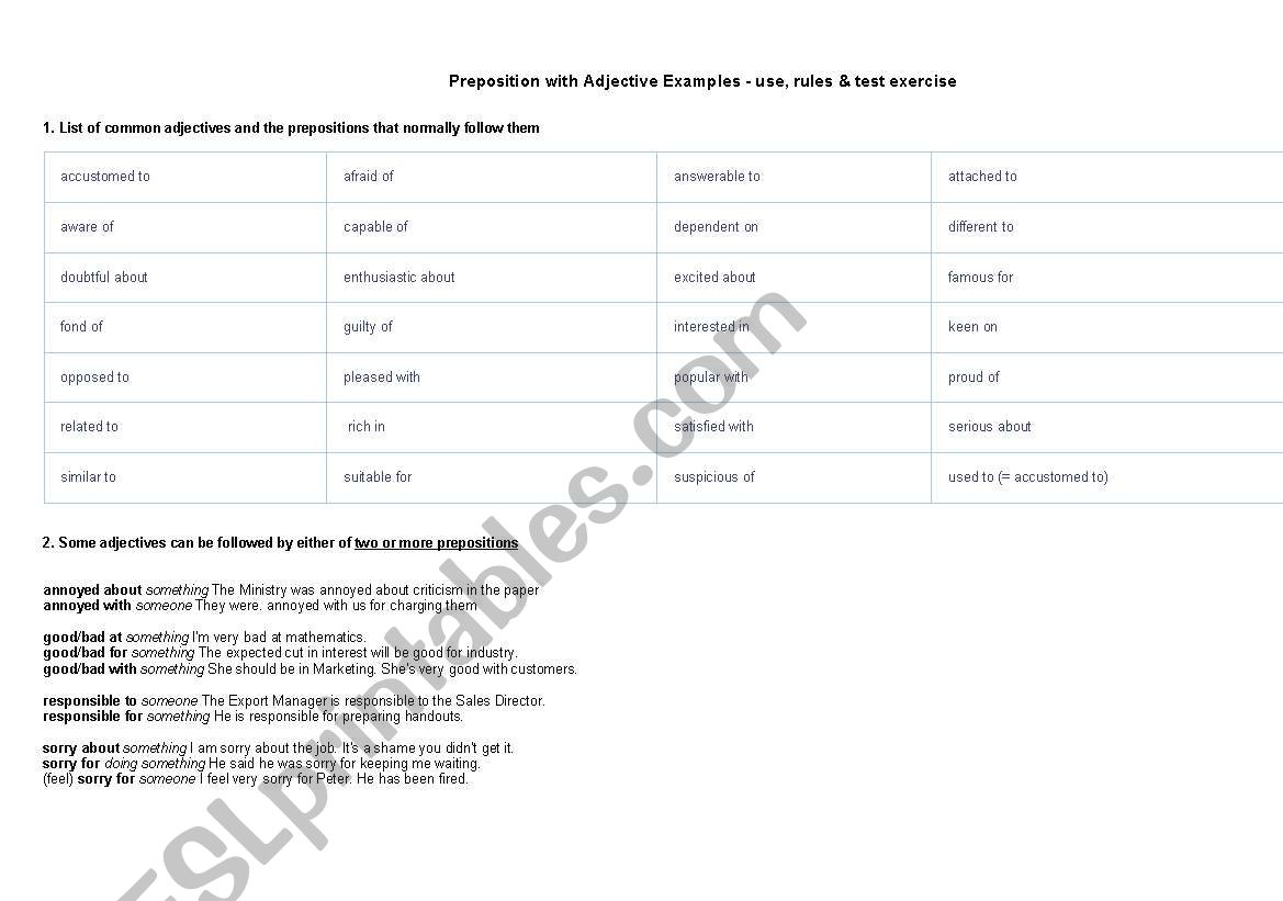 Adjectives worksheet