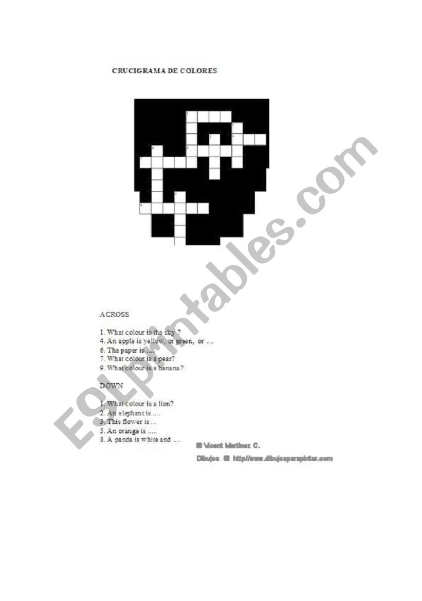 colours worksheet