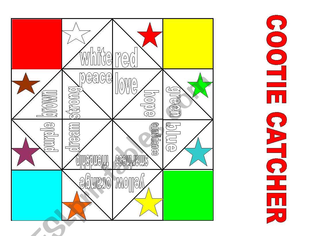 COOTIE CATCHER worksheet