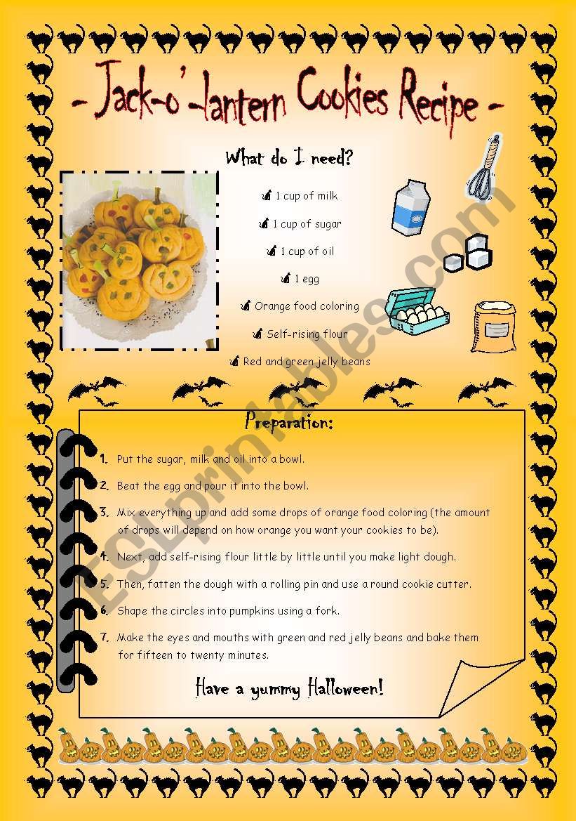 Jack-oÂ´-lantern cookies recipe