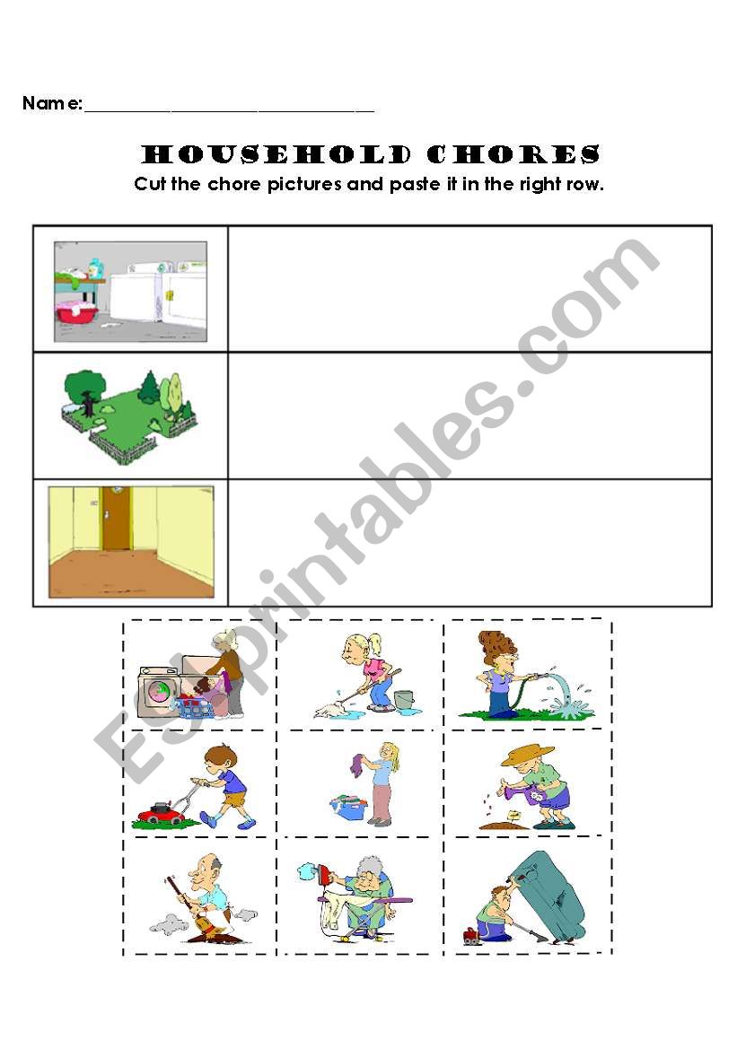 HOUSEHOLD CHORES worksheet