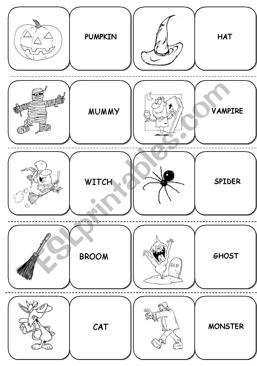 Halloween DOMINOES - 5 pages worksheet