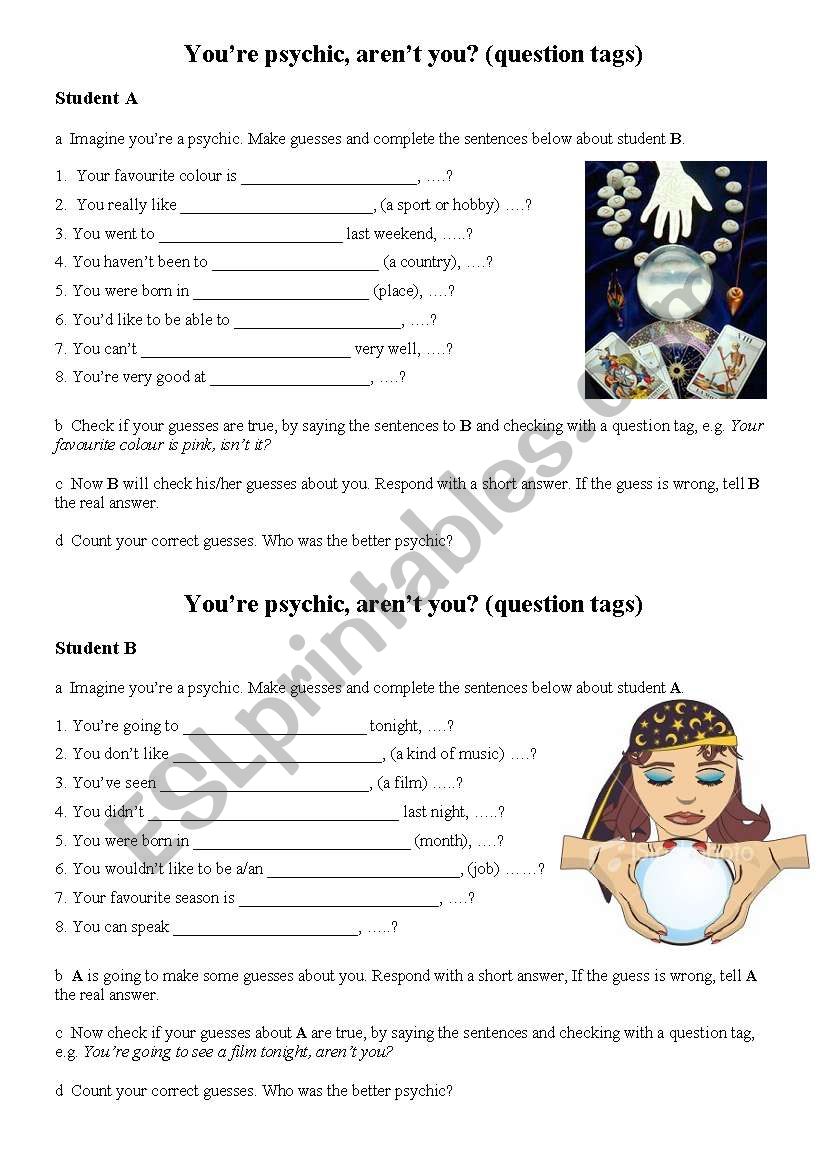 Question tags worksheet