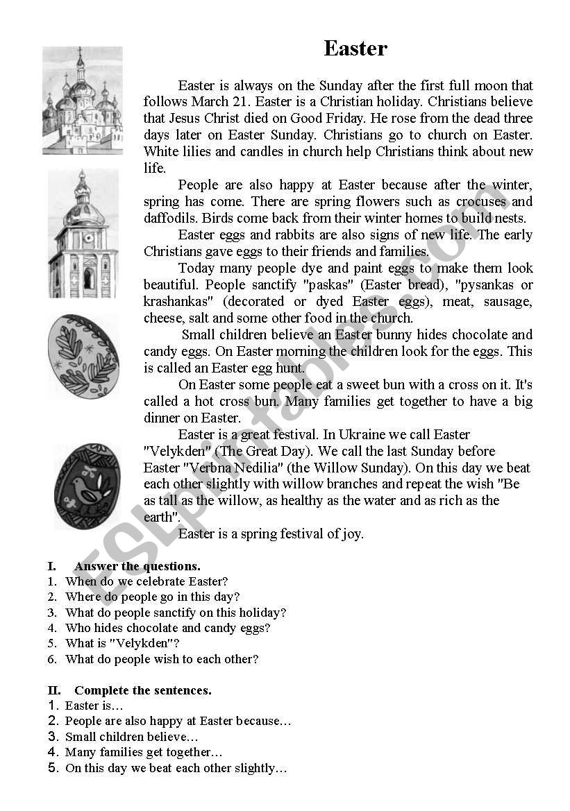 Easter worksheet