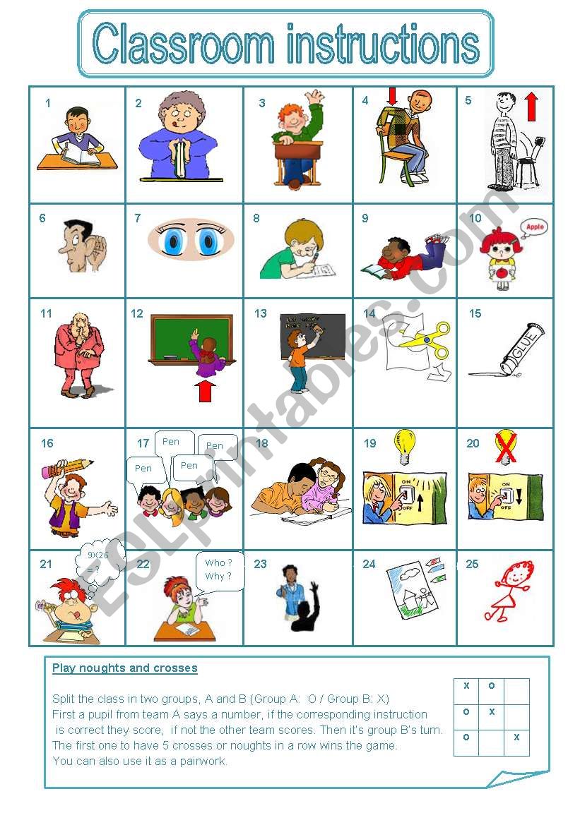 Classroom instructions, a game (editable)