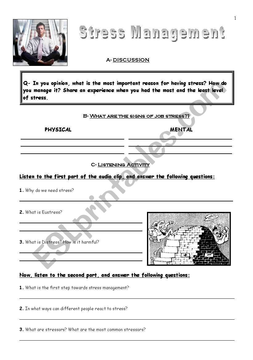 how to manage stress worksheet