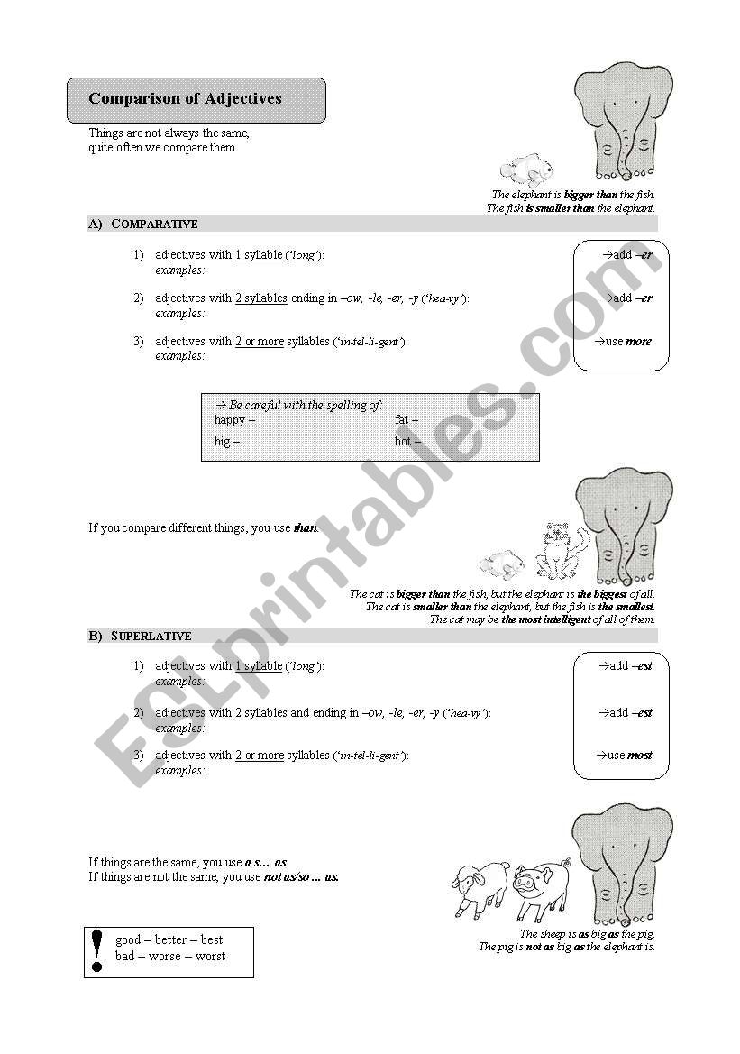 Comparison of Adjectives worksheet