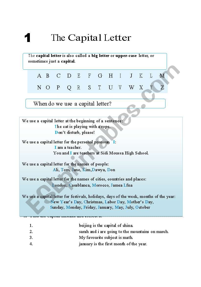 the capital letter worksheet