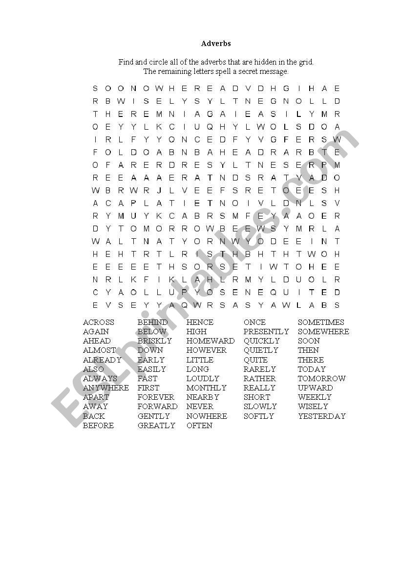 adverbs worksheet