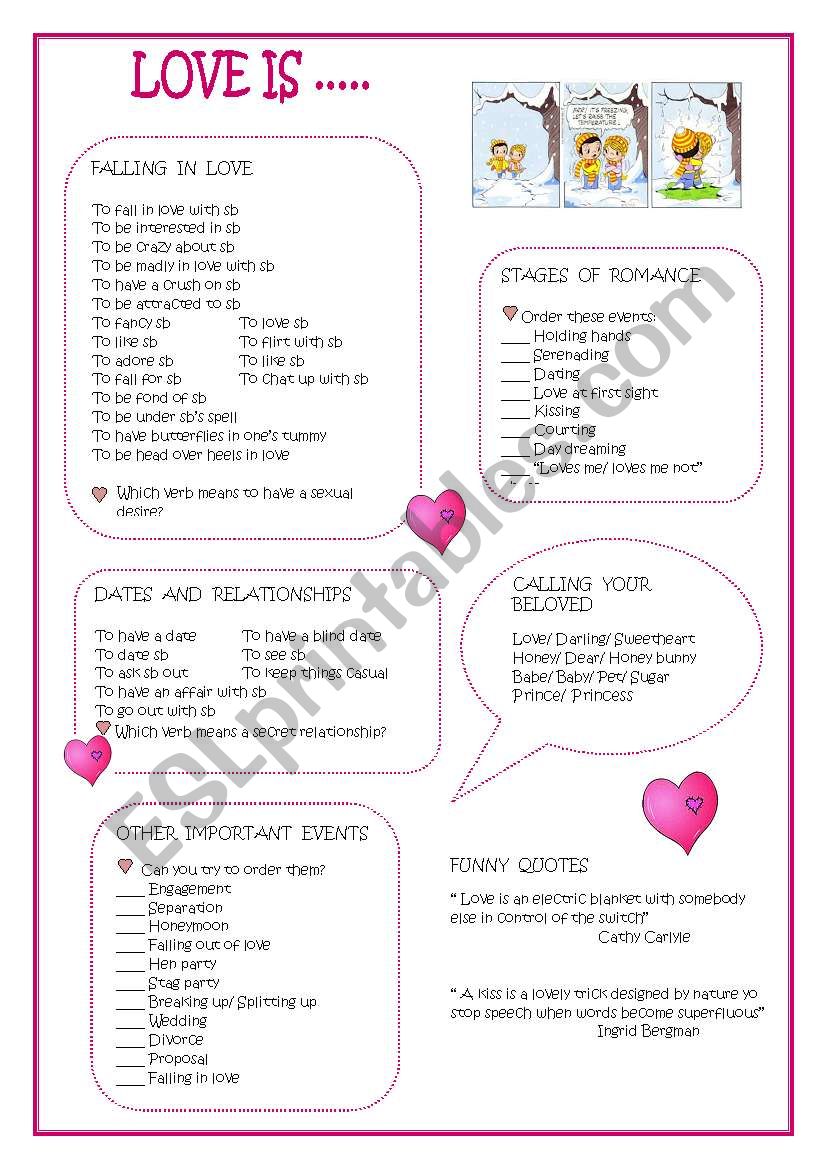 Love is ......... worksheet