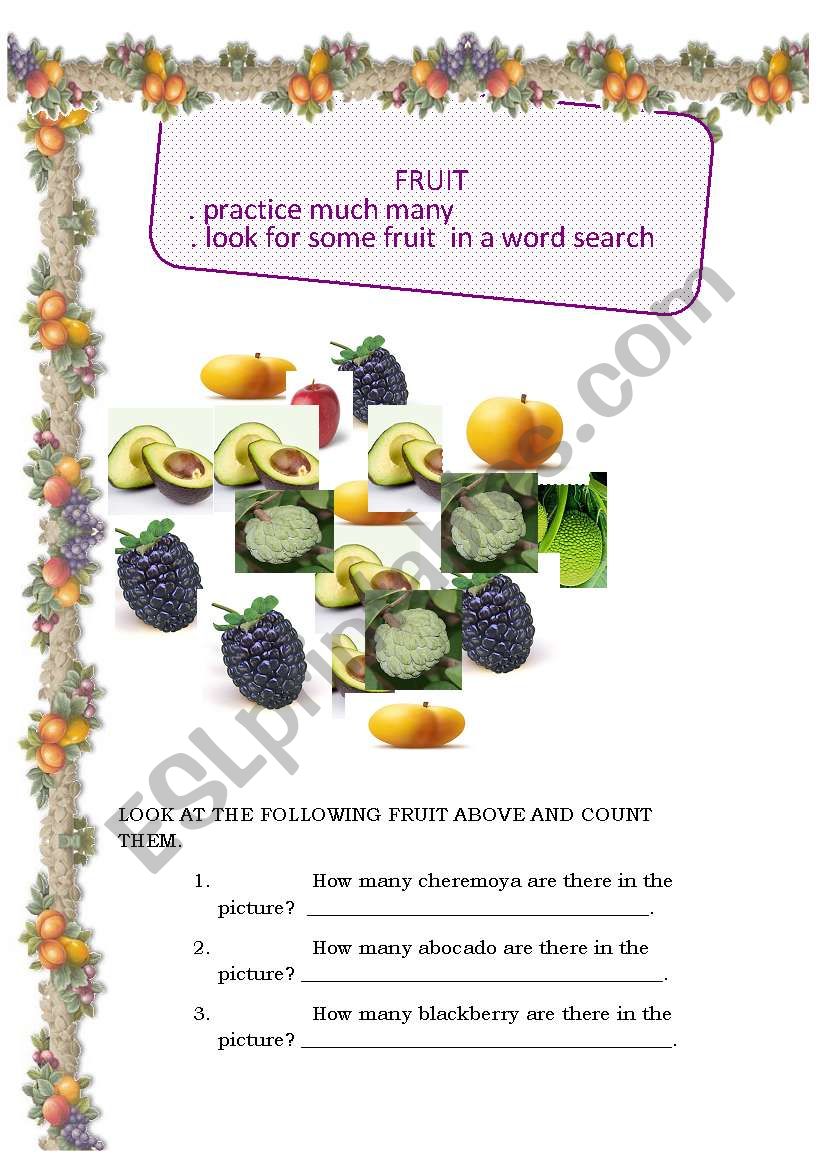   Fruits worksheet