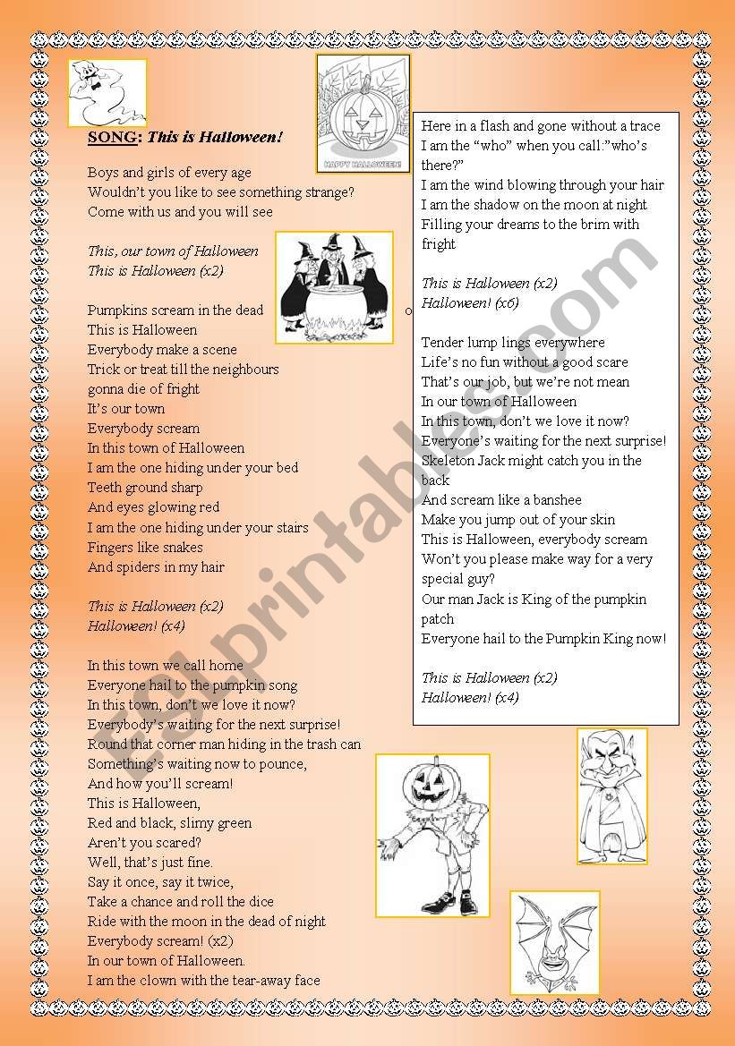 This is Halloween (song) worksheet