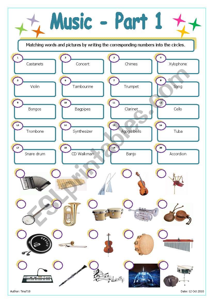 music worksheet for middle school