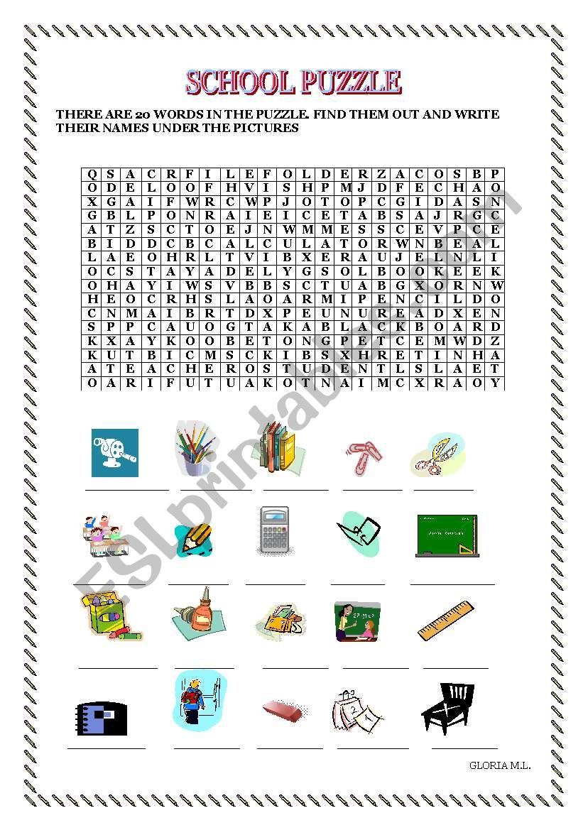 SCHOOL PUZZLE worksheet