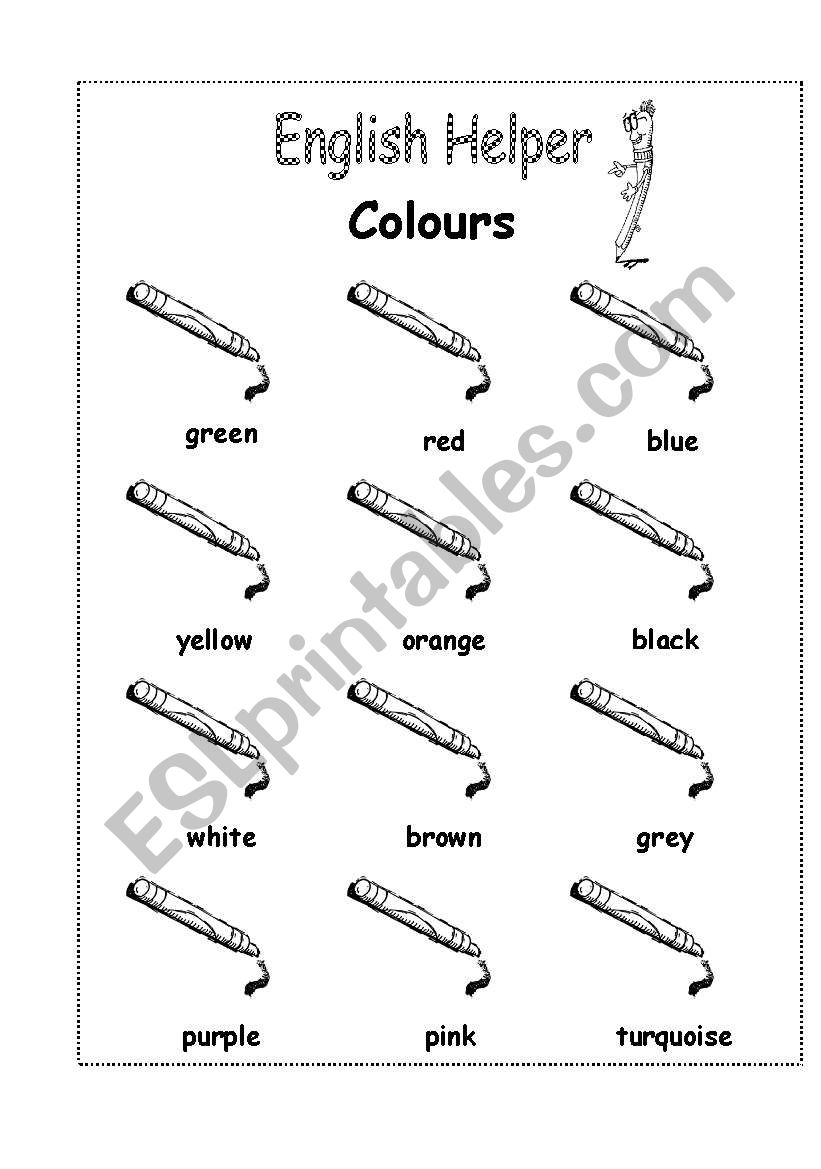 Colours helper worksheet