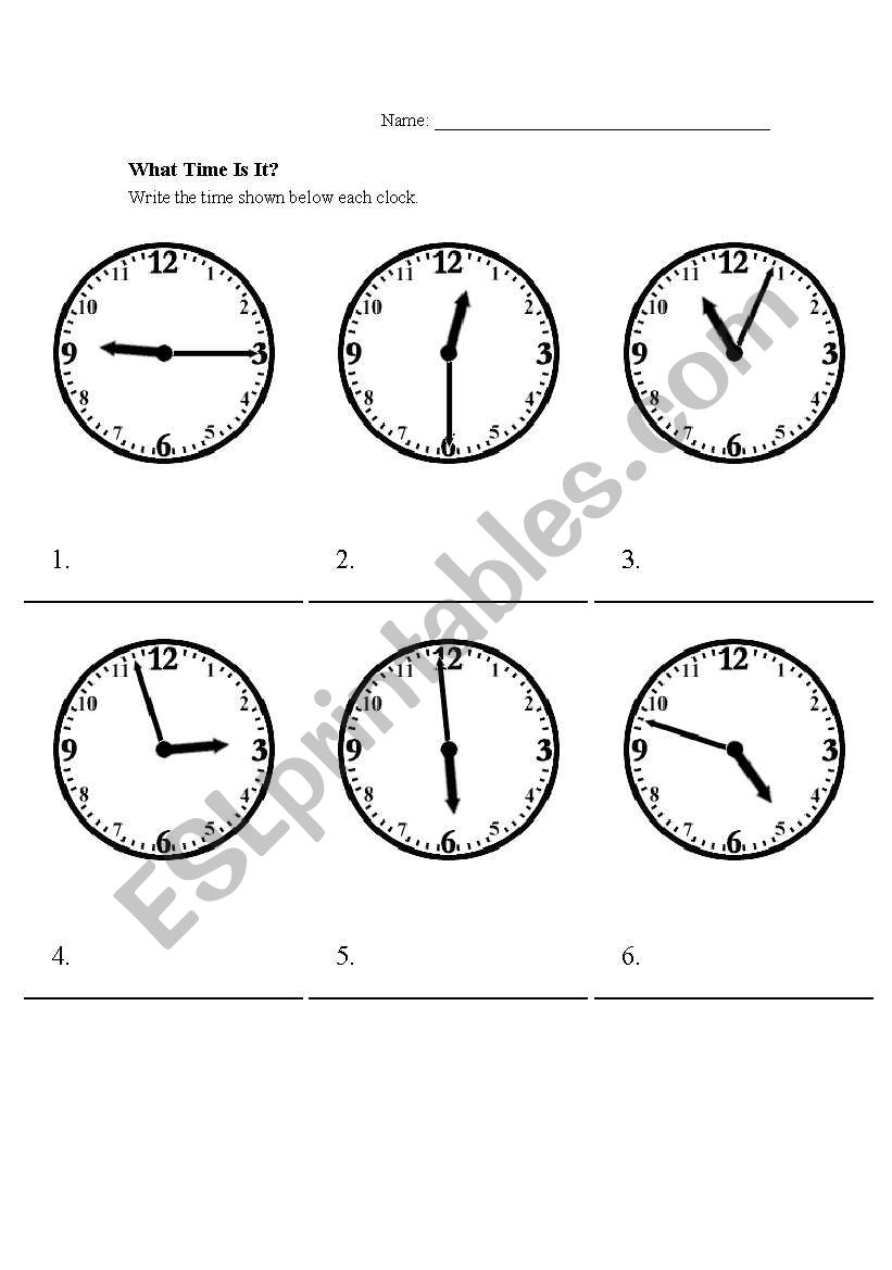 Telling time worksheet