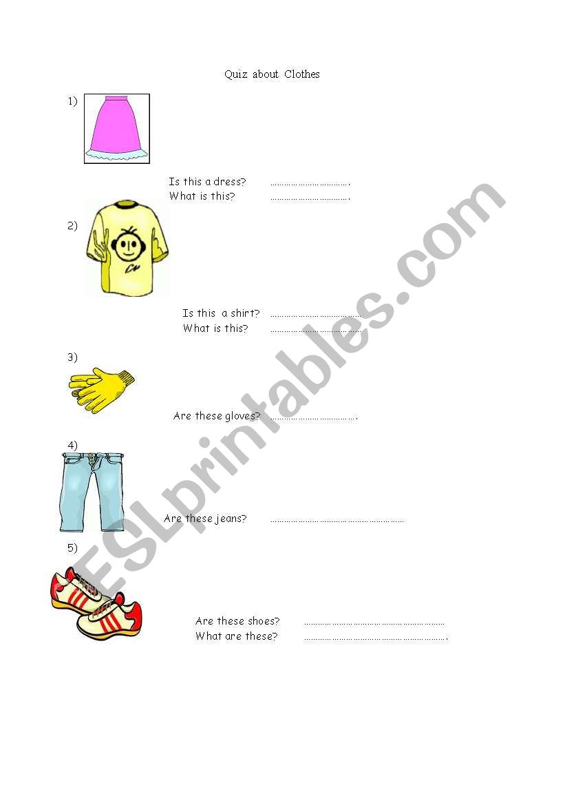 Clothes Shop worksheet