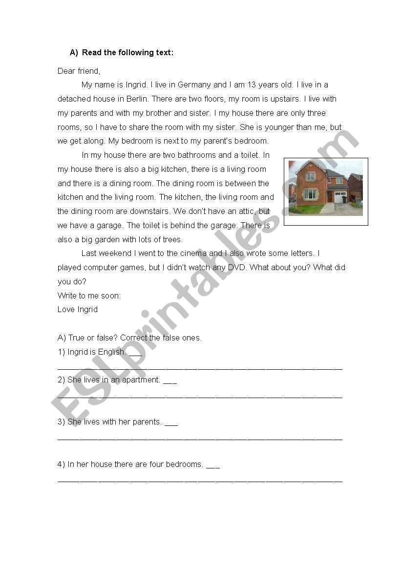 house worksheet