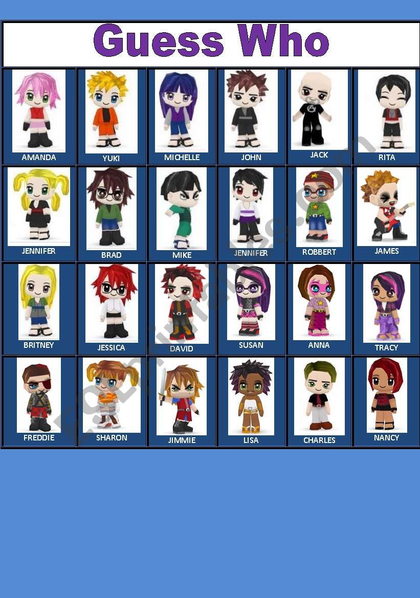Guess who - buddy poke cards worksheet