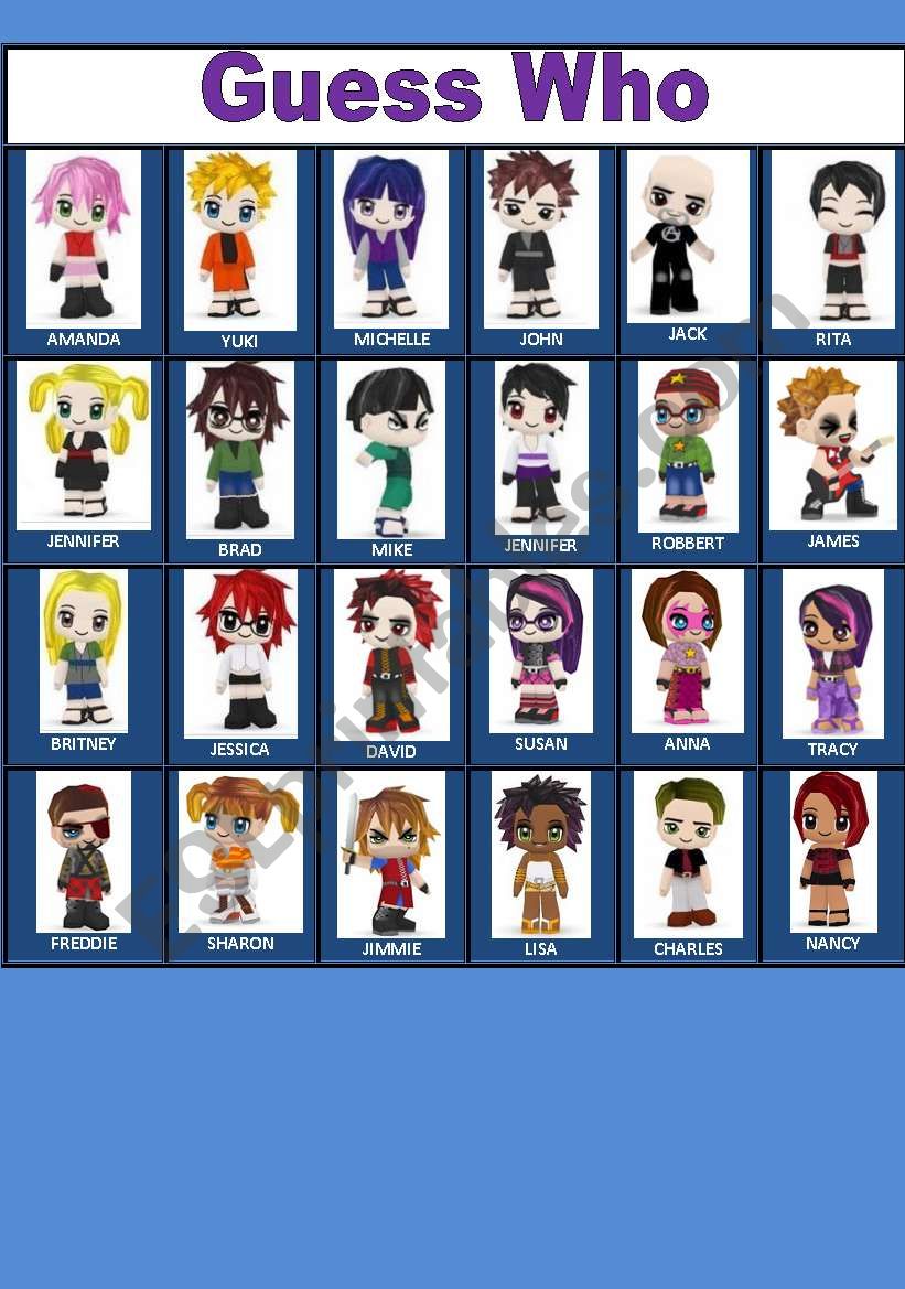 Guess who - buddy poke cards worksheet