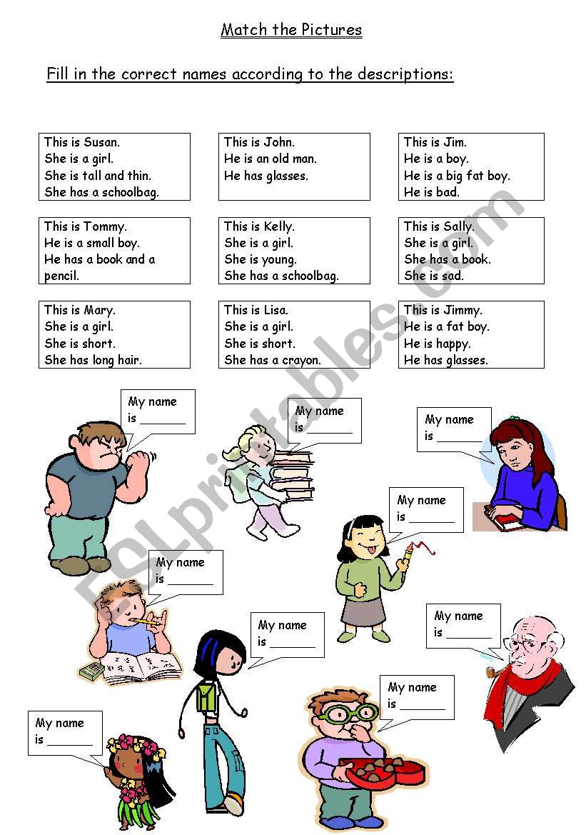 describing people worksheet