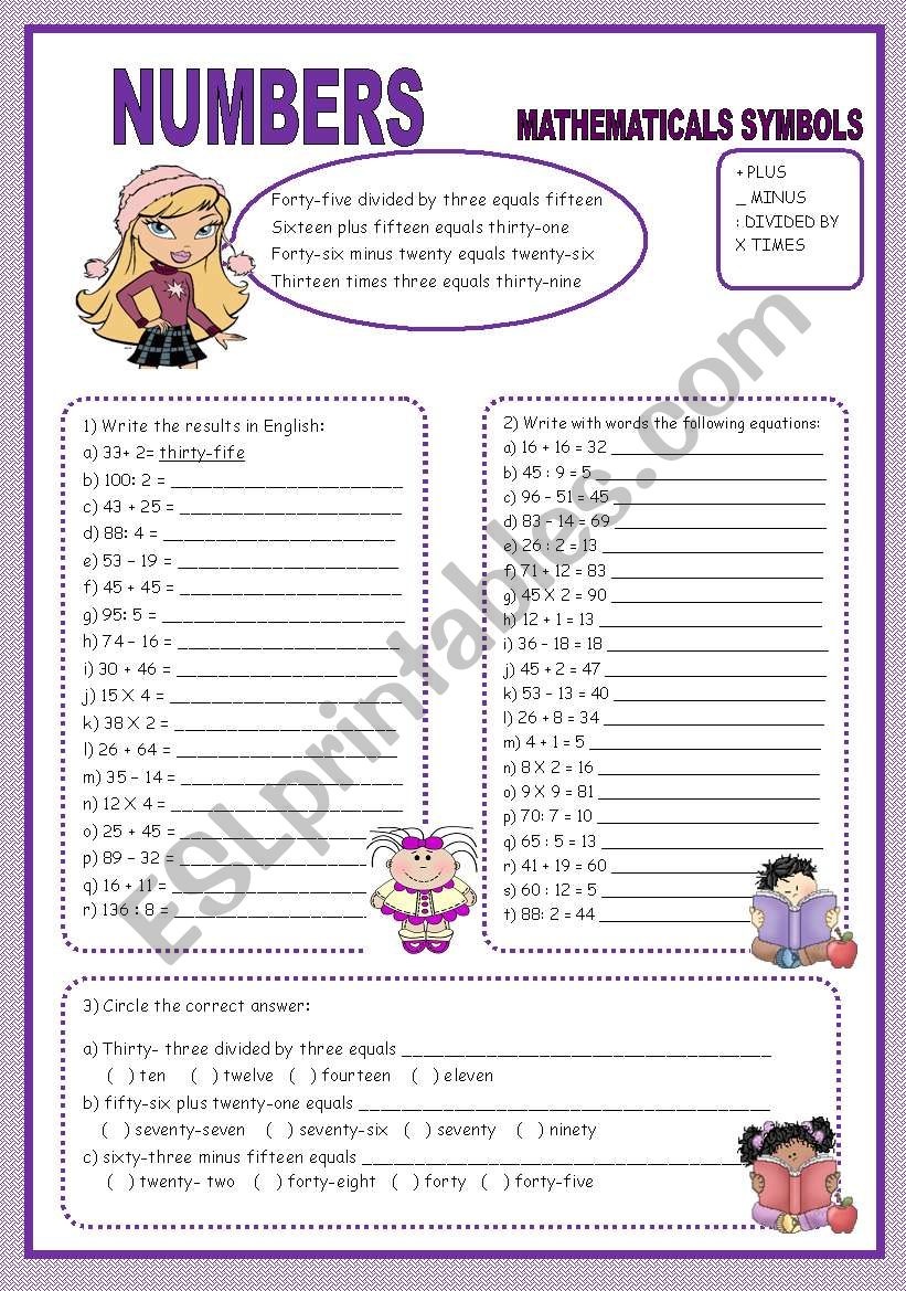 NUMBERS worksheet