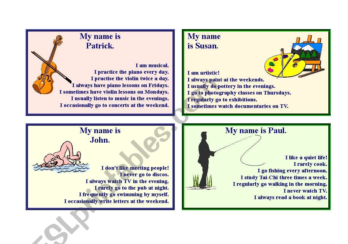 Free time identity cards 1/3 worksheet
