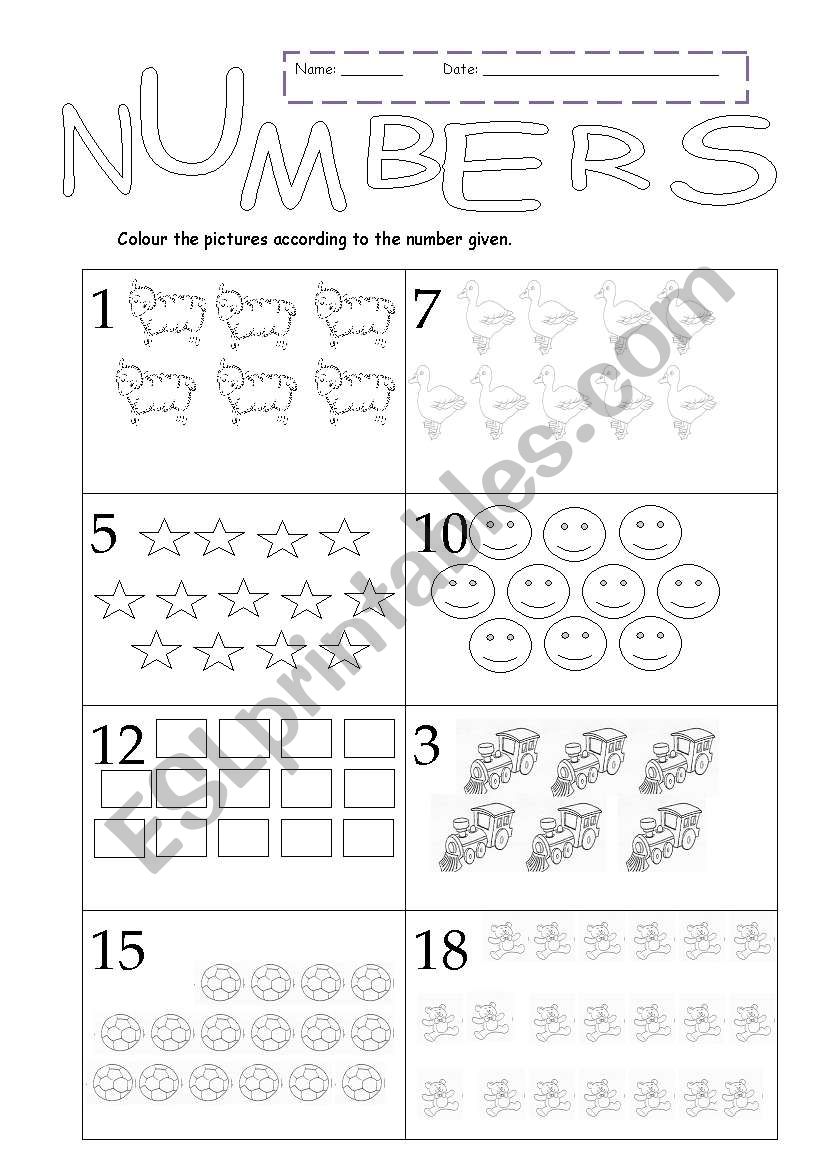 numbers worksheet