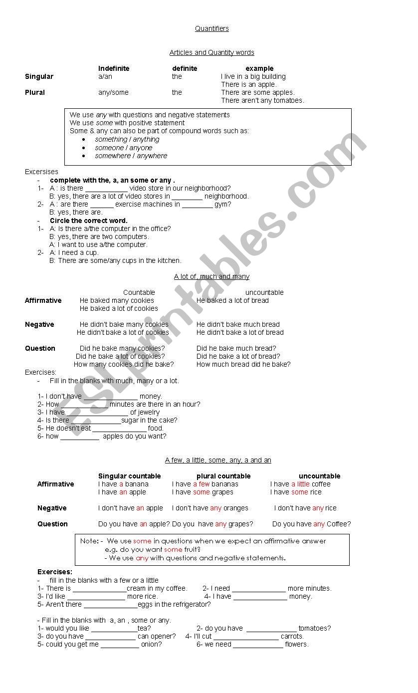 quantifiers worksheet