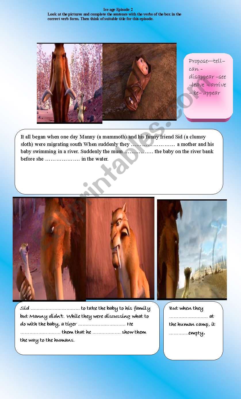 ice age episode 2 worksheet